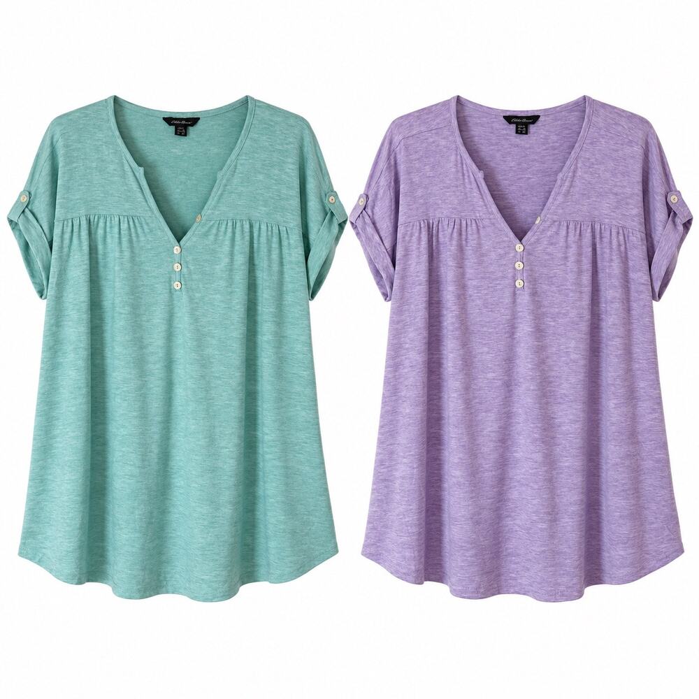 Eddie Bauer Flowy top soft v neck bundle of two green and lavender women XXL